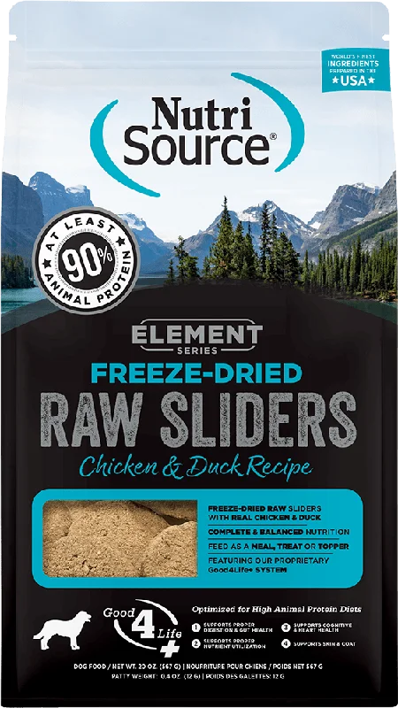 Chicken & Duck Recipe Raw Sliders (Element Series) - Freeze-Dried Dog Food - NutriSource