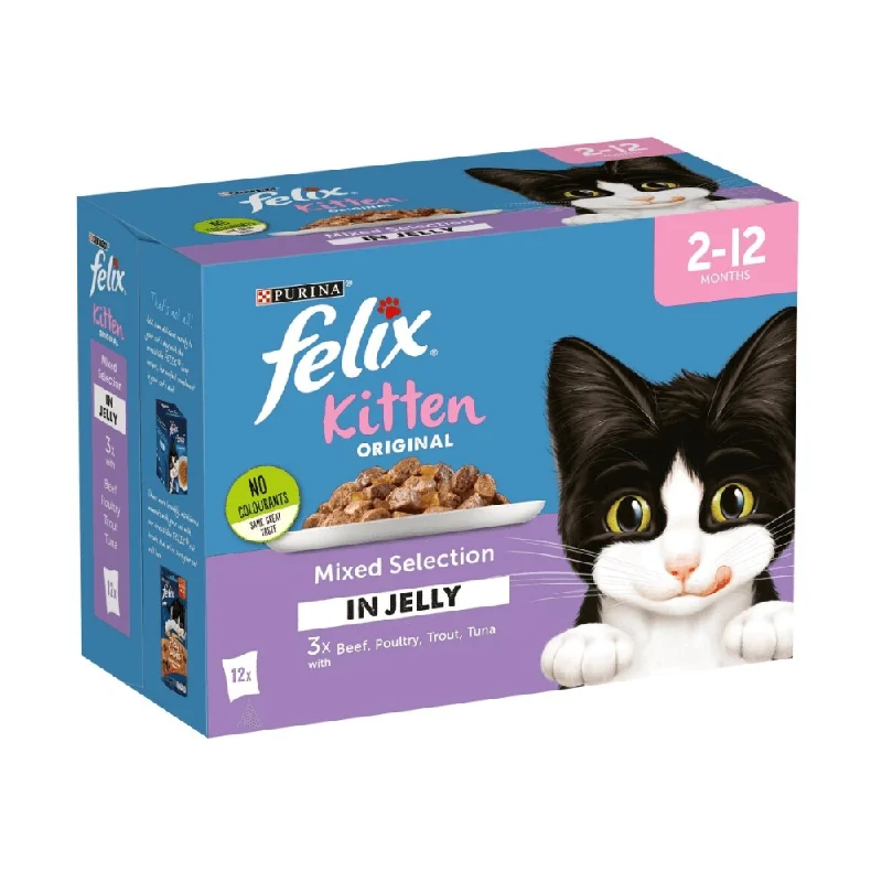 Felix Pouch Kitten Mixed Selection with Beef in Jelly 48 x 100g