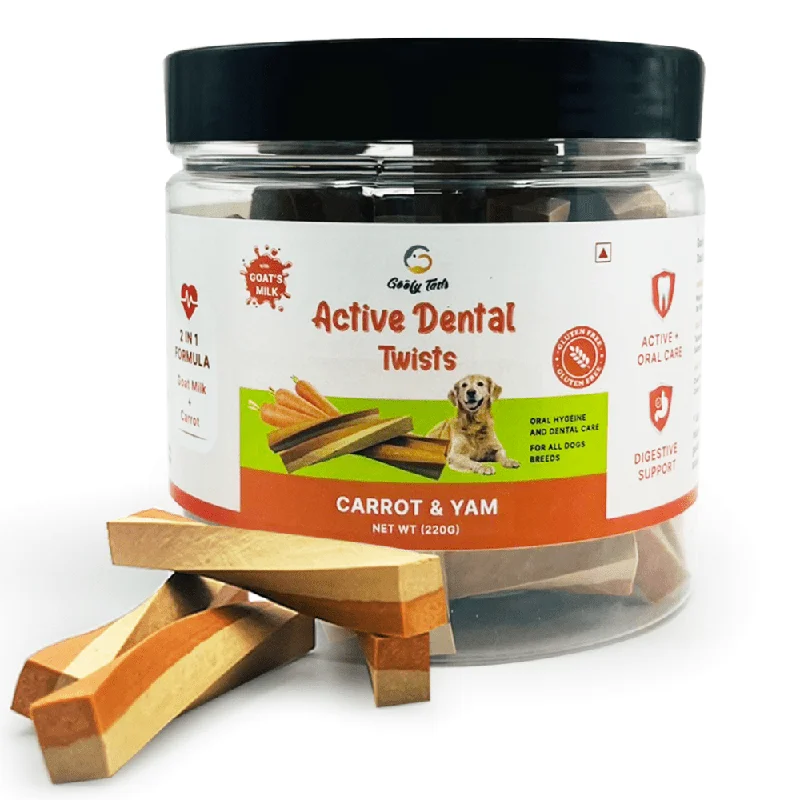 Goofy Tails Carrot and Yam Active Dental Twists Dog Treats