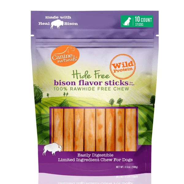 Hide-Free Bison Sticks - Dog Chew - Canine Naturals