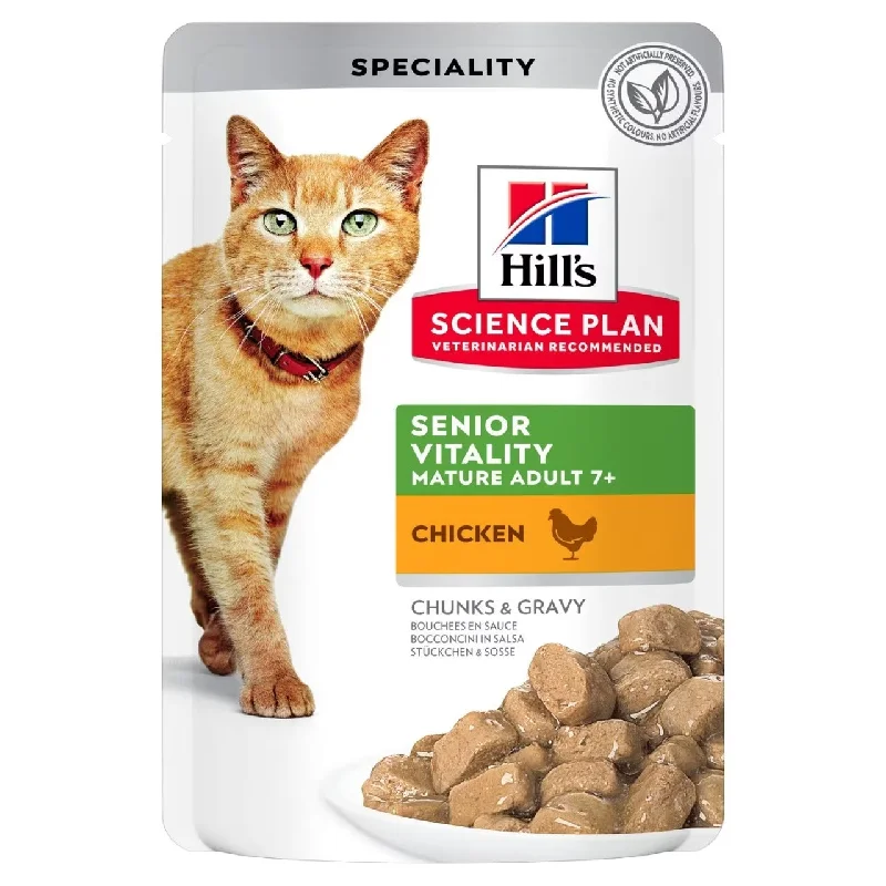 Hill's Science Plan Adult 7+ Senior Vitality Wet Cat Food Chicken Flavour - 12 X 85G