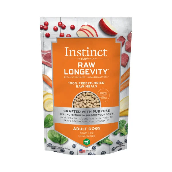 Instinct Longevity 100% Freeze Dried Raw Meals Grass-Fed Lamb Recipe For Adult Dogs