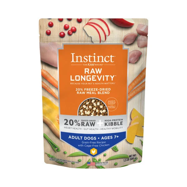 Instinct Longevity 20% Freeze Dried Raw Meal Blend Cage-Free Chicken Recipe For 7+ Adult Dog Food