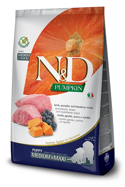 Natural & Delicious Pumpkin Lamb & Blueberry Puppy Medium & Maxi - Dry Dog Food - Farmina