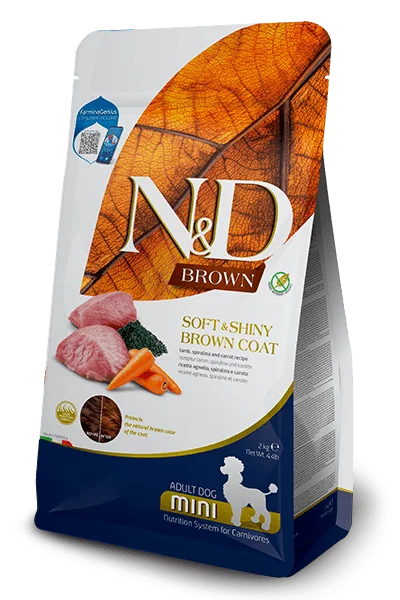 Natural & Delicious Soft & Shiny Brown Coat Lamb, Norwegian Kelp, and Carrot Recipe Adult Mini - Dry Dog Food - Farmina