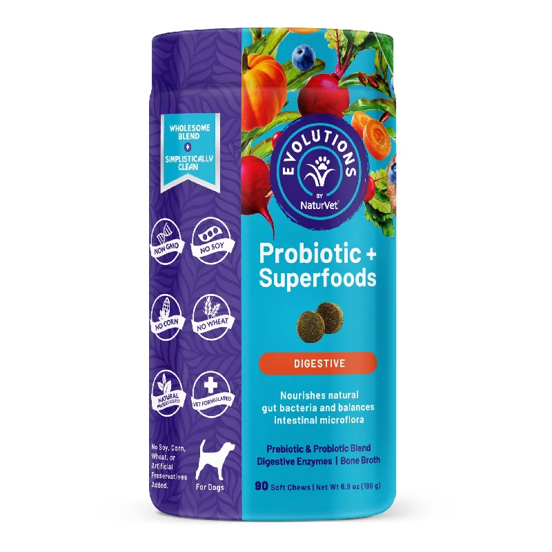 NaturVet Evolutions Probiotic + Superfoods Digestive Aid Soft Chews for Dogs