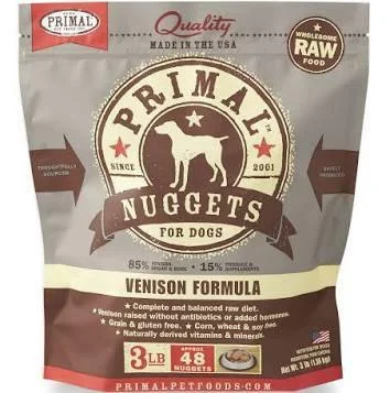 Primal Dog Raw Frozen Nuggets Venison 3lb