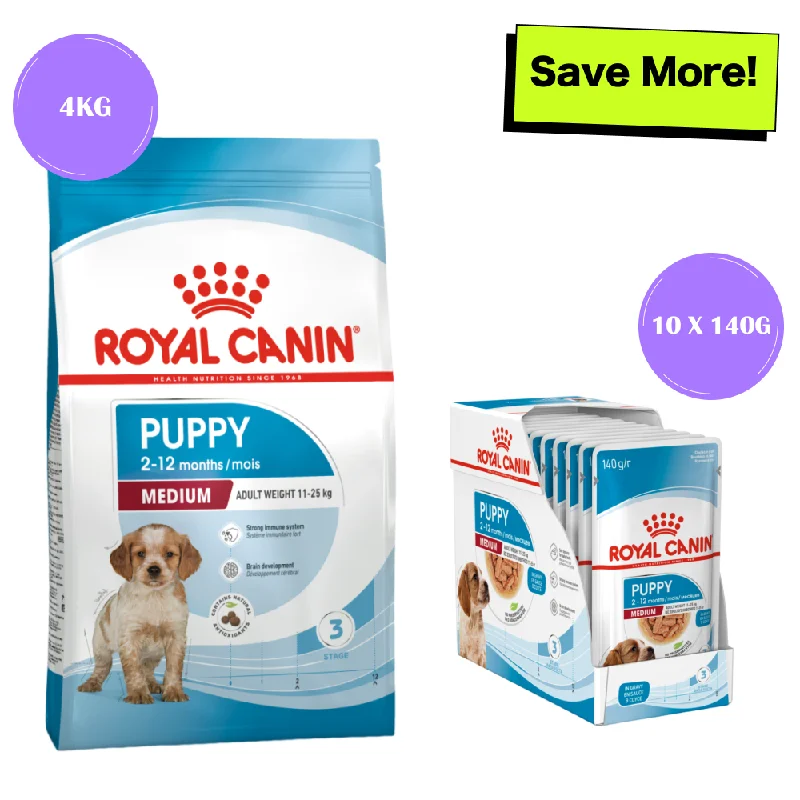 Royal Canin Medium Puppy Dog Dry and Wet Food Combo