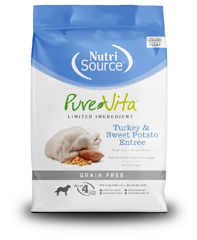 Turkey & Sweet Potato Entrée Grain Free Limited Ingredient Dog Food-PureVita  - NutriSource - Dry Dog Food