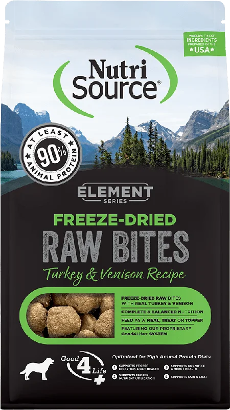 Turkey & Venison Recipe Raw Bites (Element Series) - Freeze-Dried Dog Food - NutriSource