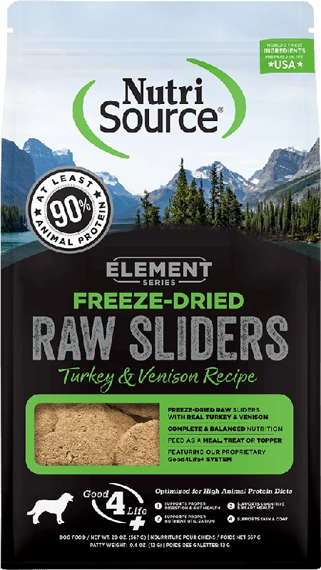 Turkey & Venison Recipe Raw Sliders (Element Series) - Freeze-Dried Dog Food - NutriSource