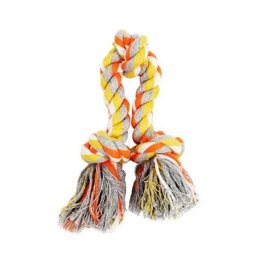 Dog Toy - 3 Knots Orange And Yellow Rope - 12"