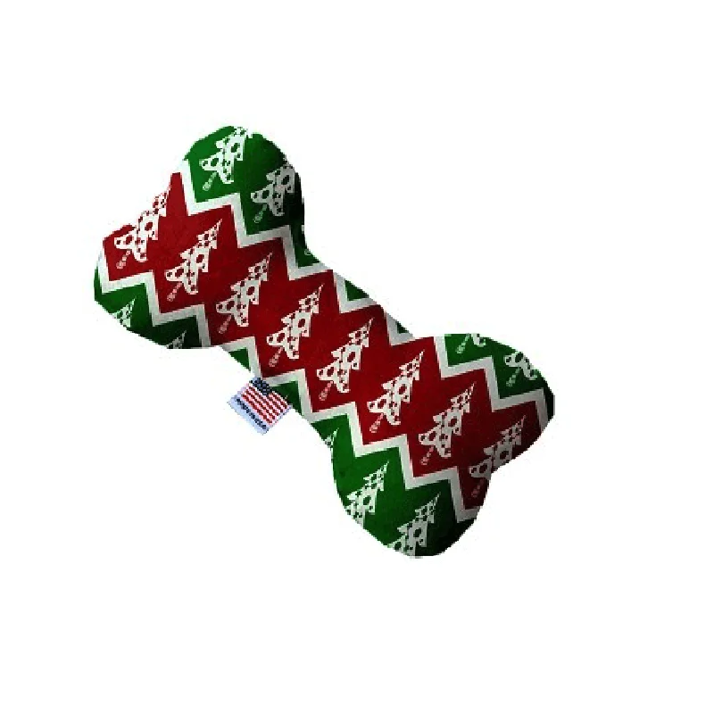 Chevron Christmas Trees Bone Dog Toy